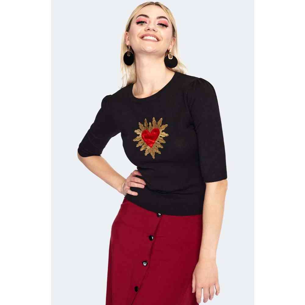 Voodoo Vixen - Queen Of Hearts Sweatshirt - Schwarz
